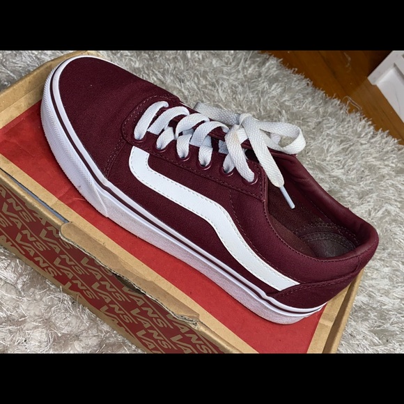 burgundy low top vans